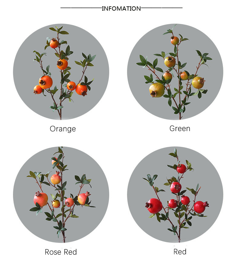 Artificial Pomegranate 6 Fruits with Leaves Pomegranate Fruit Home Decoration