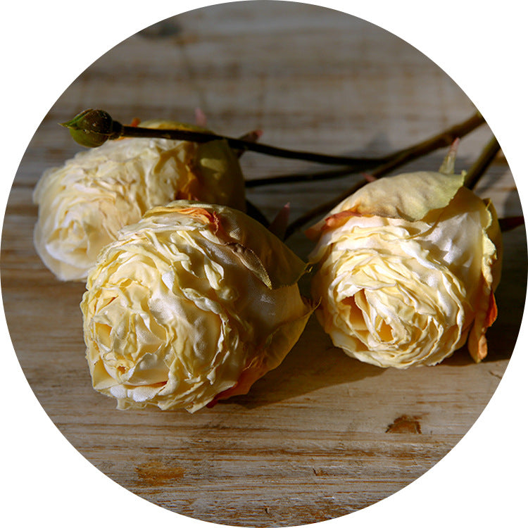 Vintage Three-Headed Dried Rose 12pcs - 17.7in