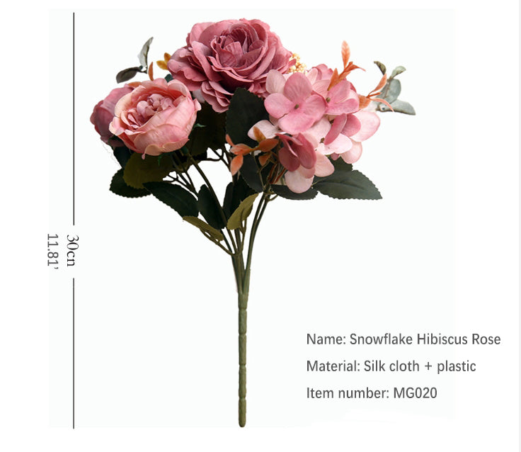 Snowflake Hibiscus Rose Artificial Flowers Fake Flowers Creative Bouquet Natural Style Decoration Dining Table