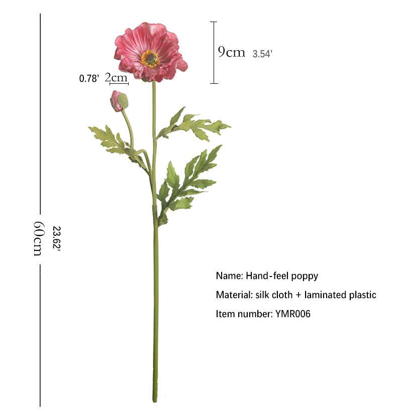Artificial Flowers Fake Flowers Flocked Poppy Realistic Poppy