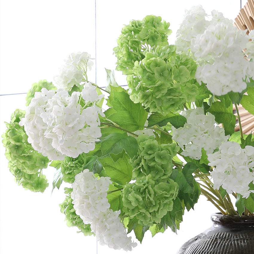Artificial Flowers 3D Film Hydrangea 2-Head Snowball Flower