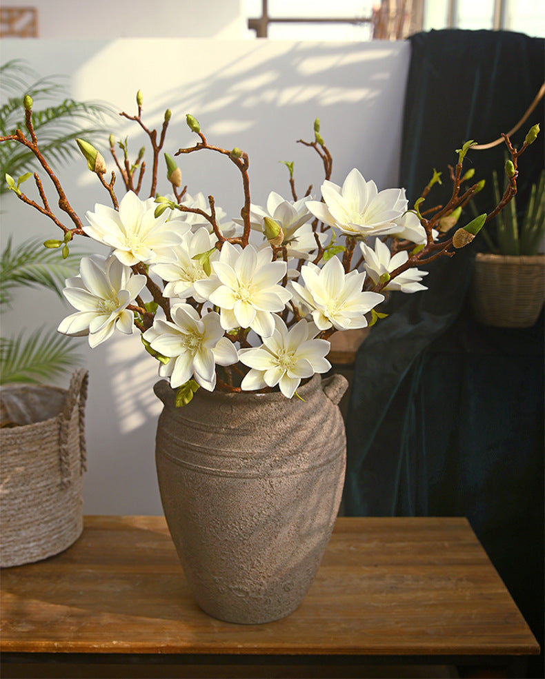Small Magnolia Artificial Bouquet Living Room Decoration Fake Flower Decorative Flower Art Arrangement PU Hand-painted Small Magnolia