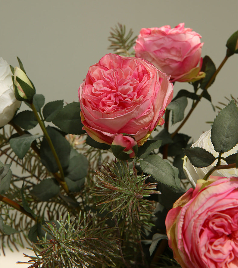 Two-Headed Austin Rose Artificial Flower Nordic Romantic Decoration
