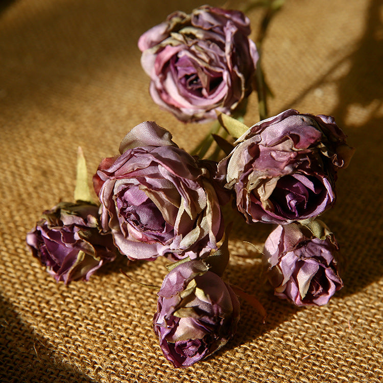 Six-Headed Burnt Edge Small Rose 12pcs - 20.8in