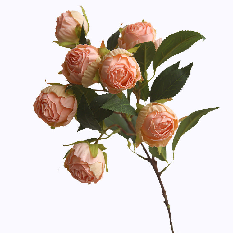 Burnt Edge Multi-Head Rose Artificial Flower Dried Flower Room Decoration