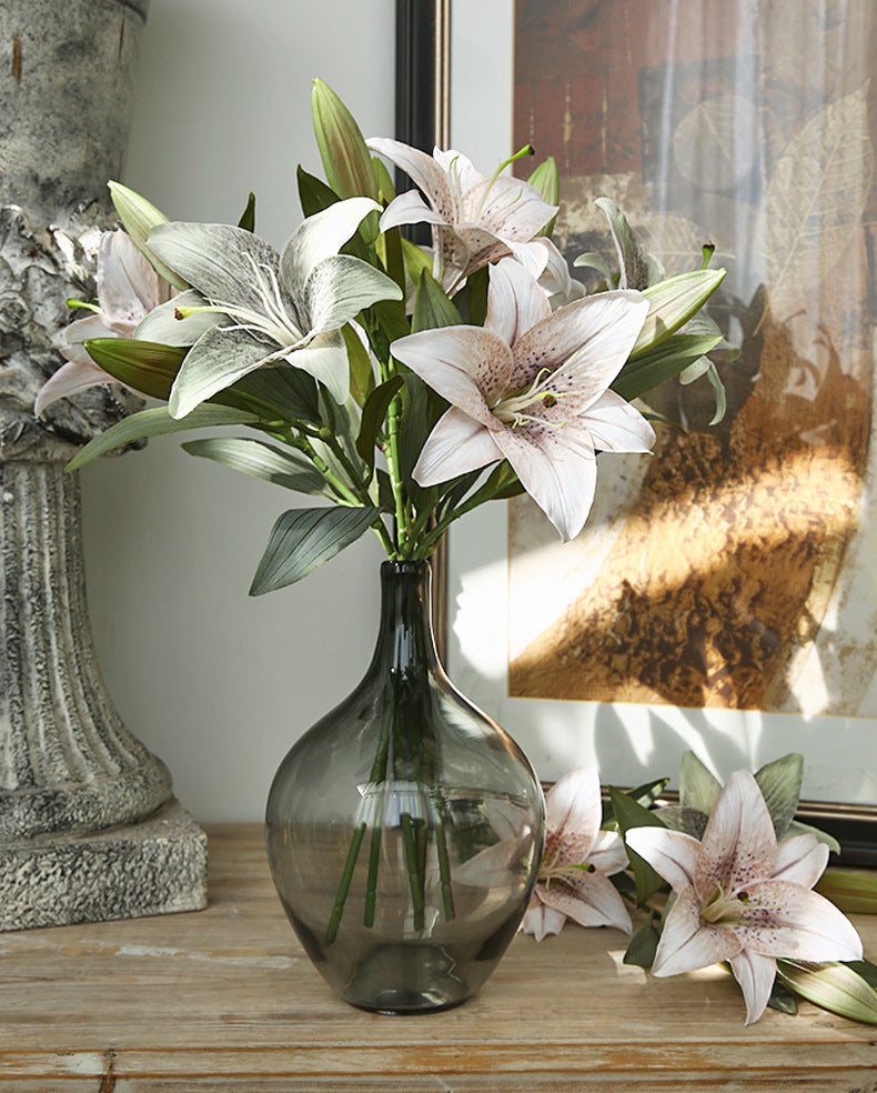 Artificial Flowers Fake Flowers Vintage Decoration 2 Heads Autumn Lily