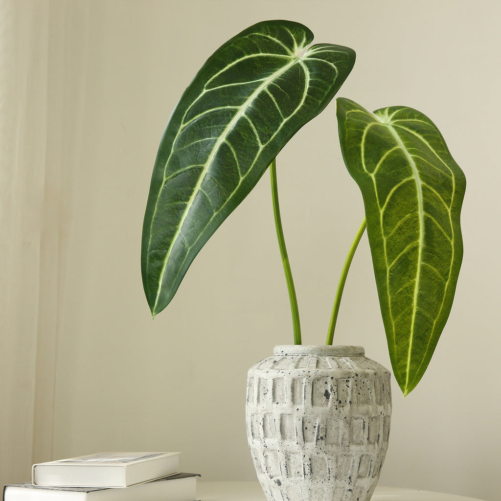 Artificial Green Plant Green Leaf Fire Lily Flower Candle Home Flower Arrangement