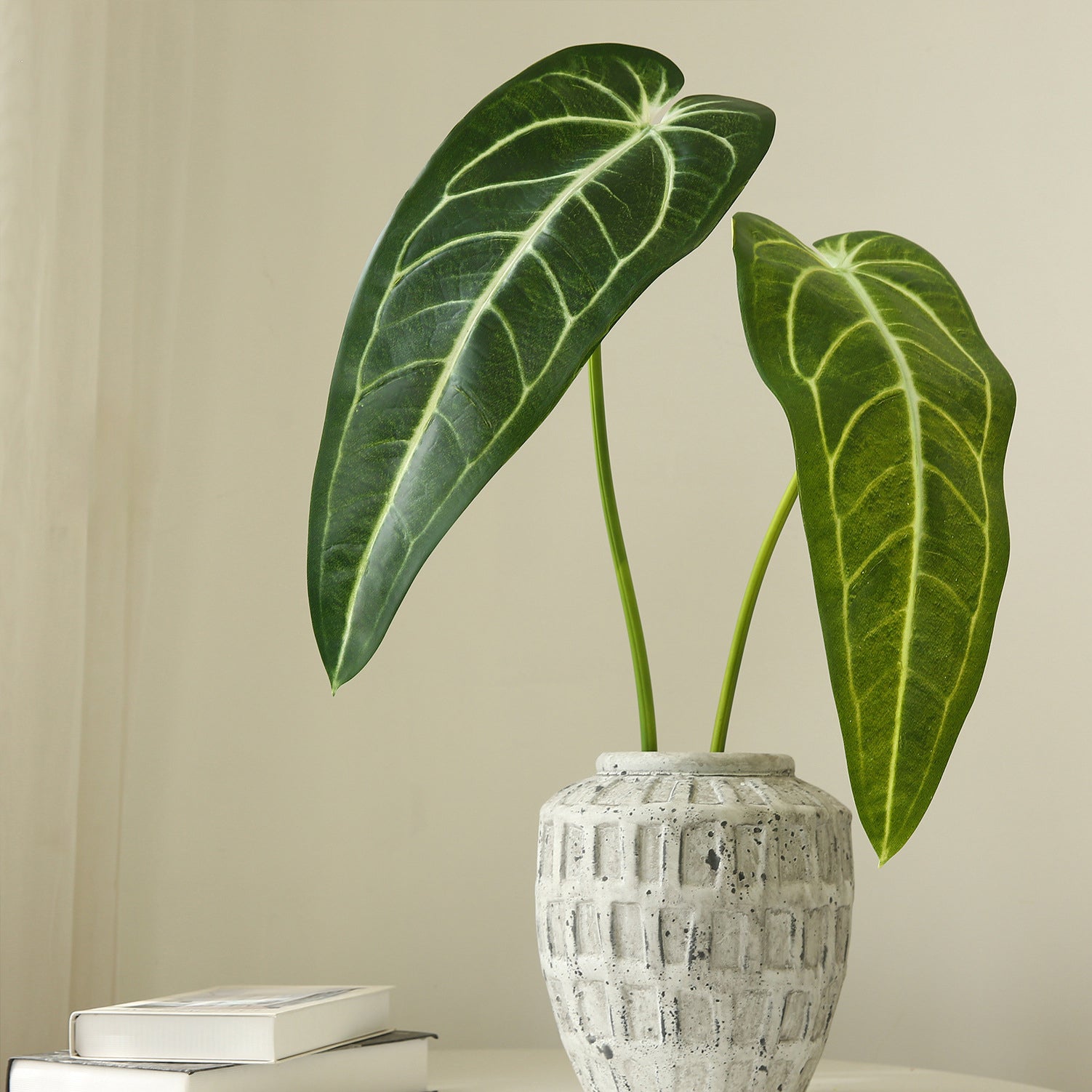 Artificial Green Plant Green Leaf Fire Lily Flower Candle Home Flower Arrangement