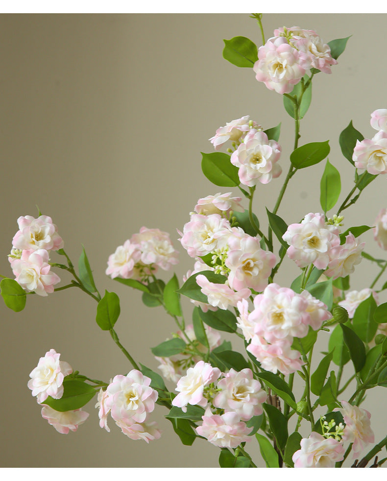 Artificial Flower Multi-Head Camellia Garden  Artificial Silk Flower Ornament Living Room Soft Decoration Ornament