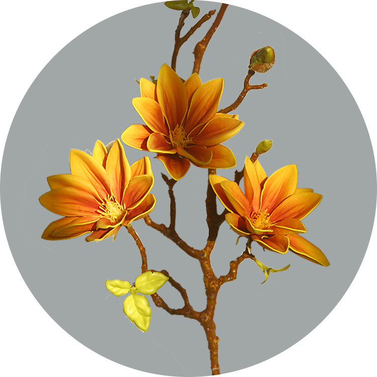 Small Magnolia Artificial Bouquet Living Room Decoration Fake Flower Decorative Flower Art Arrangement PU Hand-painted Small Magnolia