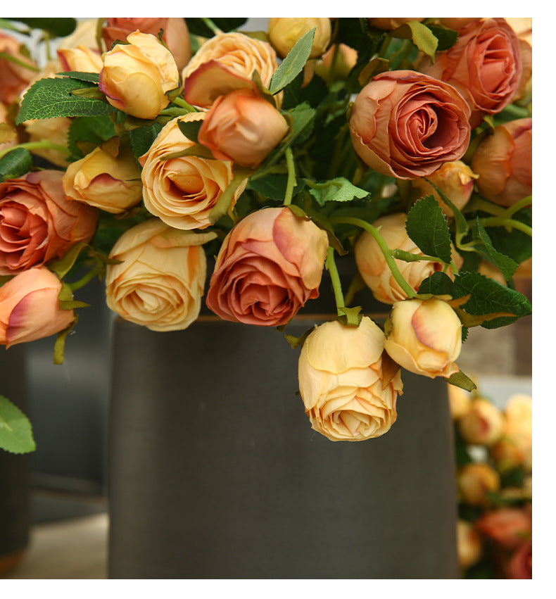 Artificial Flower Double-Ended Roasted Edge Rose Silk Flower Rose