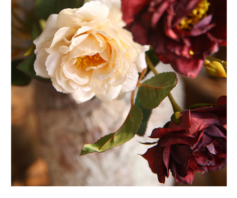 Vintage Autumn Peony Artificial Flower Home Decor Flower Arrangement