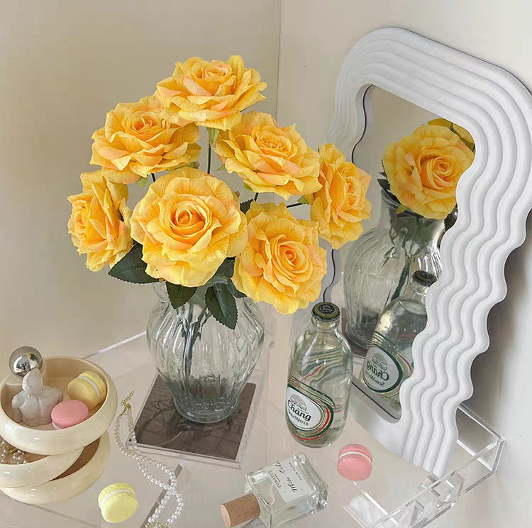 7-Head Cappuccino Silk Flower Artificial Rose Bouquet