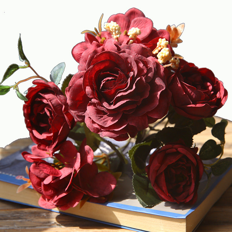 Snowflake Hibiscus Rose Artificial Flowers Fake Flowers Creative Bouquet Natural Style Decoration Dining Table