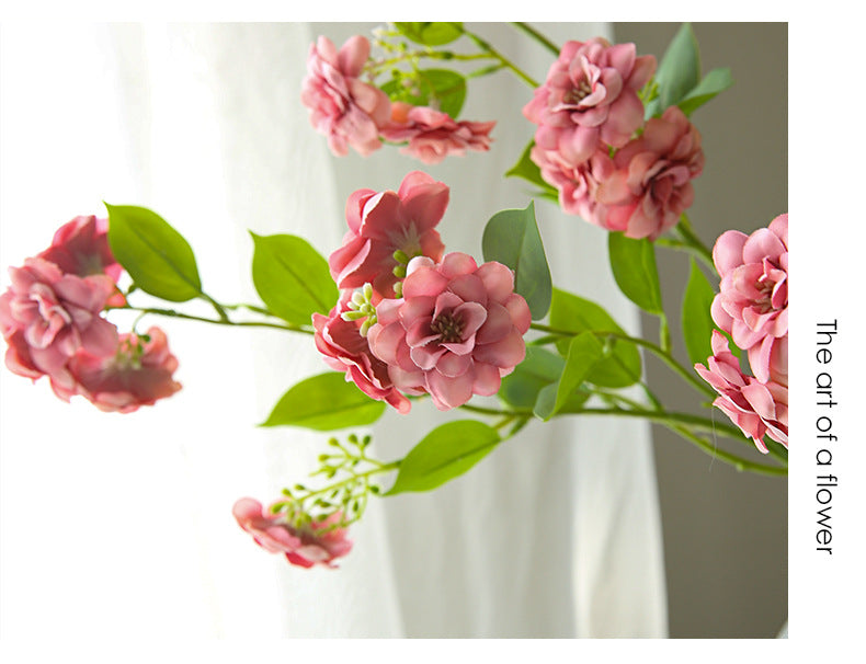 Artificial Flower Multi-Head Camellia Garden  Artificial Silk Flower Ornament Living Room Soft Decoration Ornament