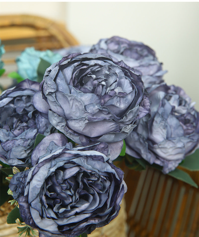 Peony Artificial Flower Dried Flower Bouquet Roasted Edge Five-Head Peony