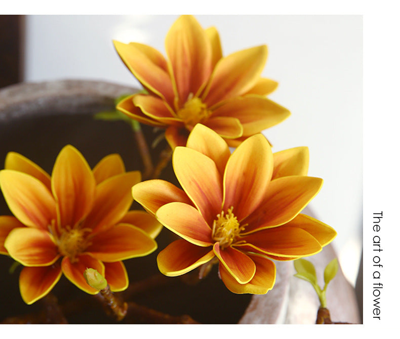Small Magnolia Artificial Bouquet Living Room Decoration Fake Flower Decorative Flower Art Arrangement PU Hand-painted Small Magnolia